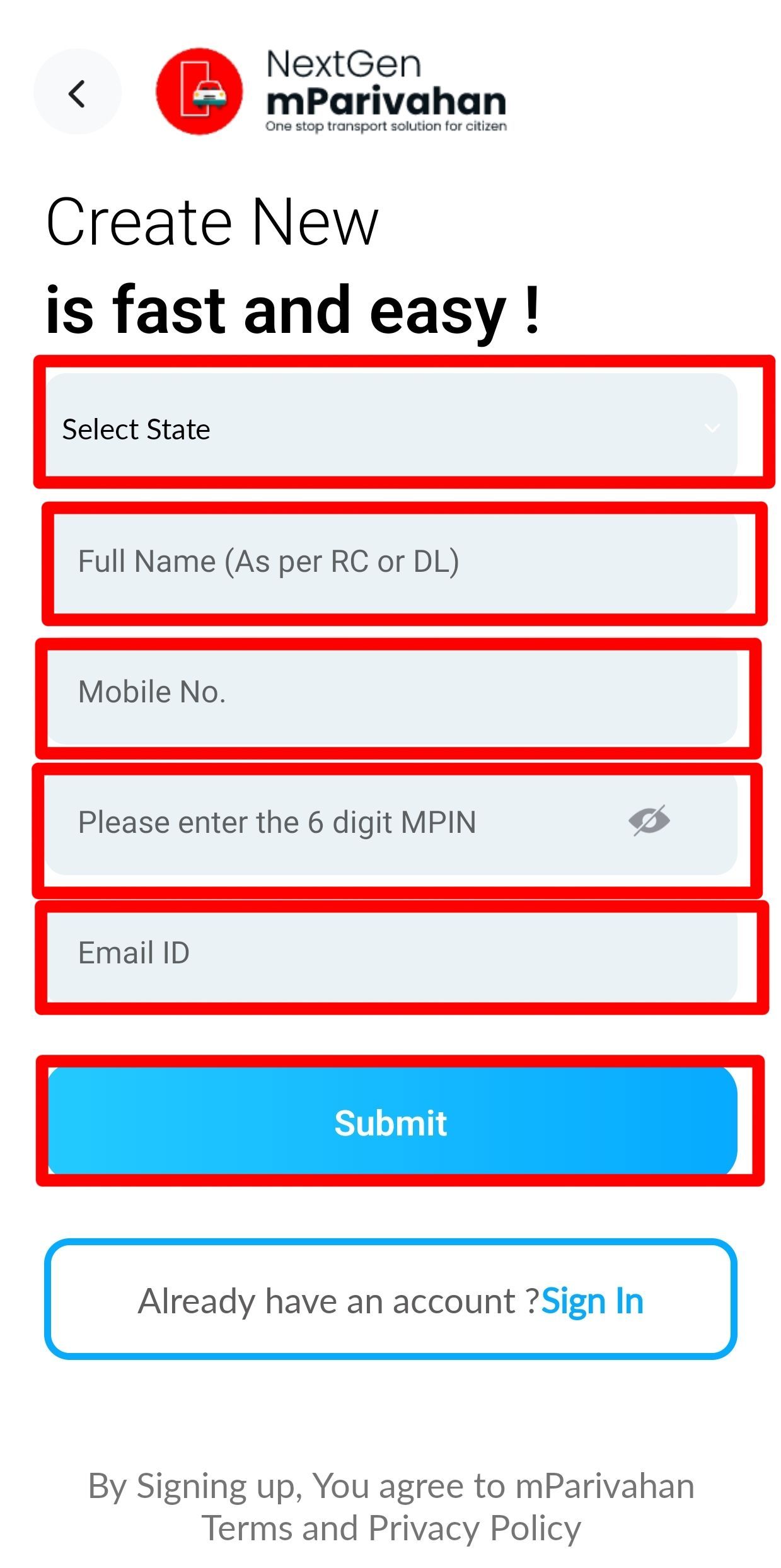 Vehicle Insurance Status Apply