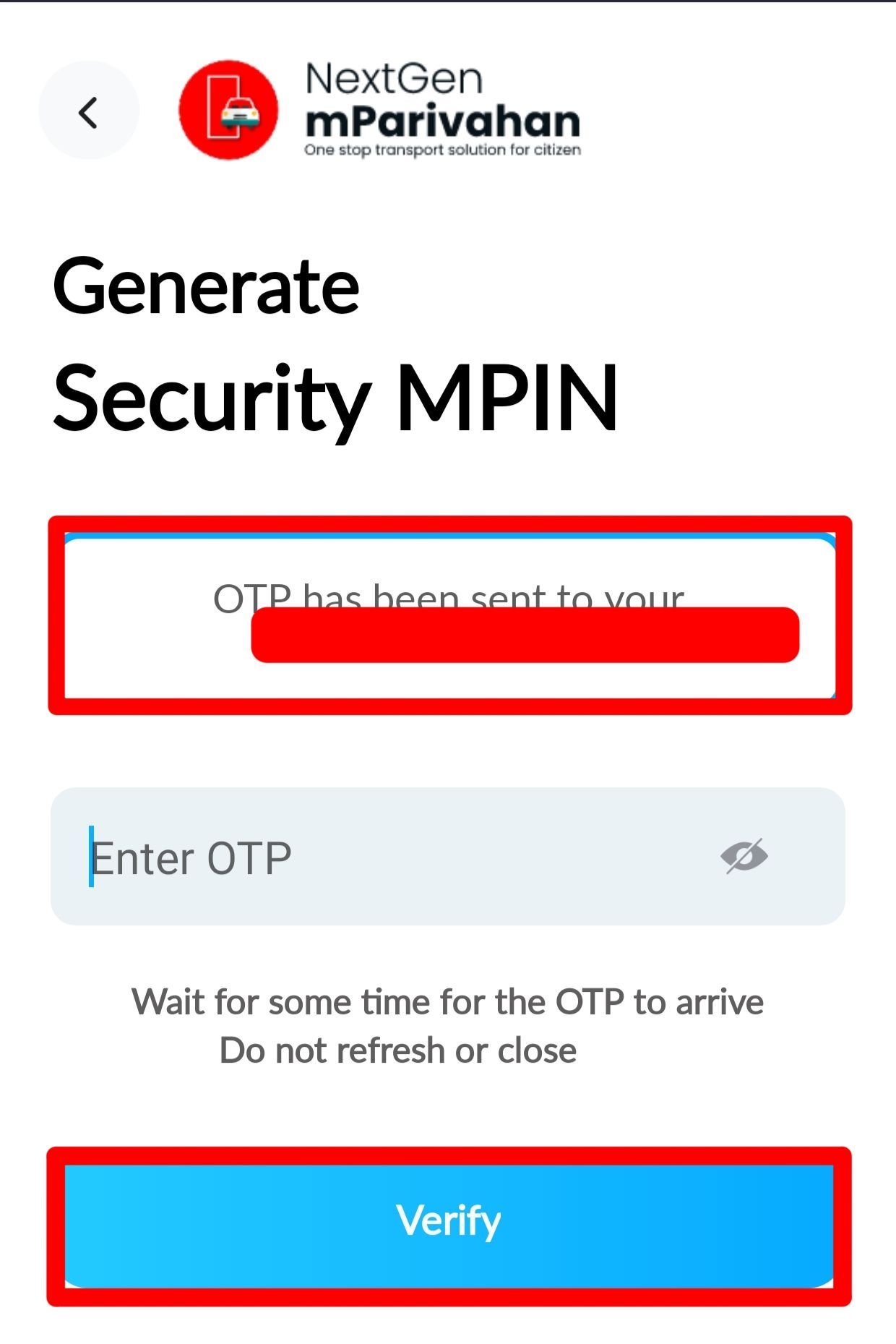 Vehicle Insurance Generate mPIN