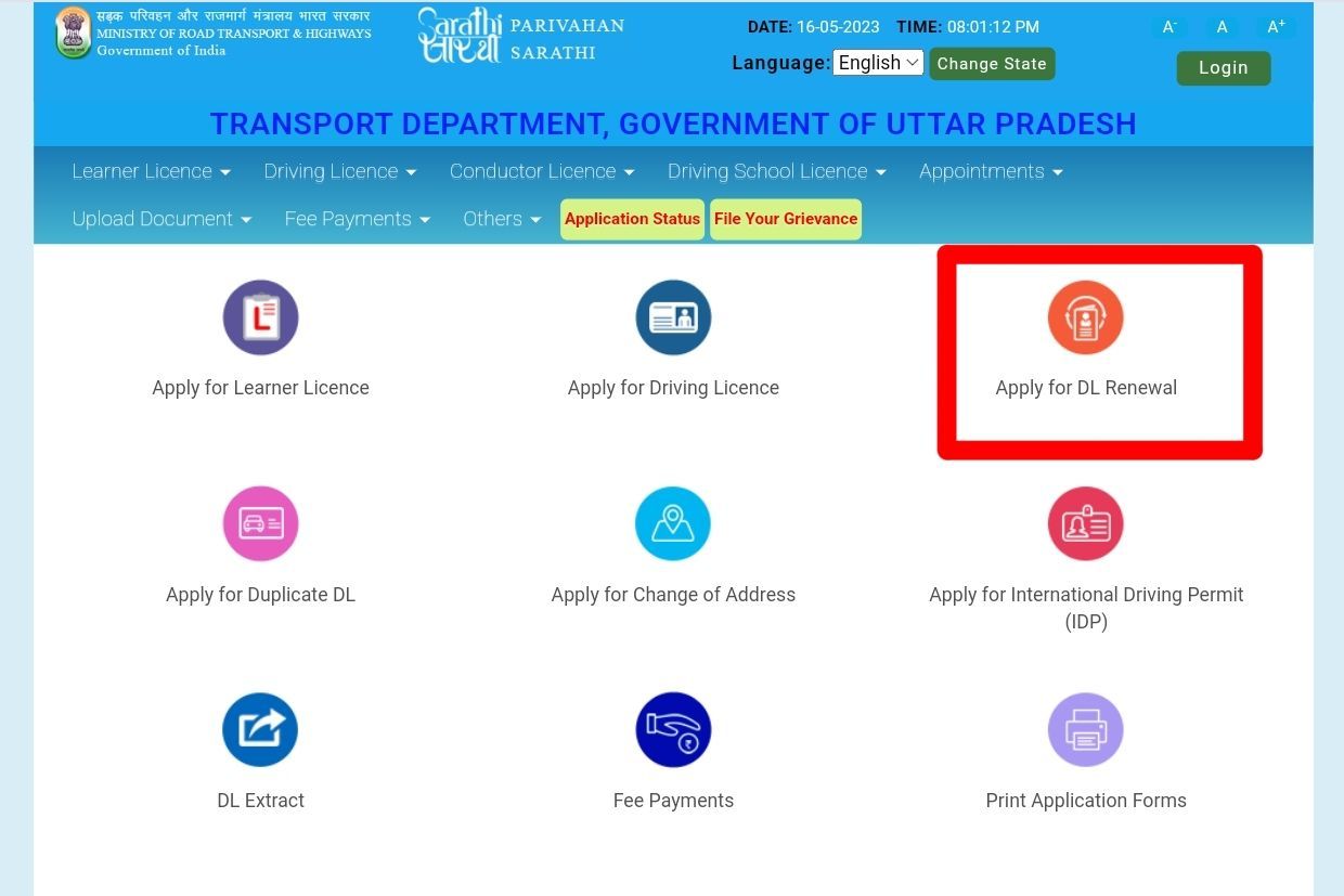 Apply for DL Renewal