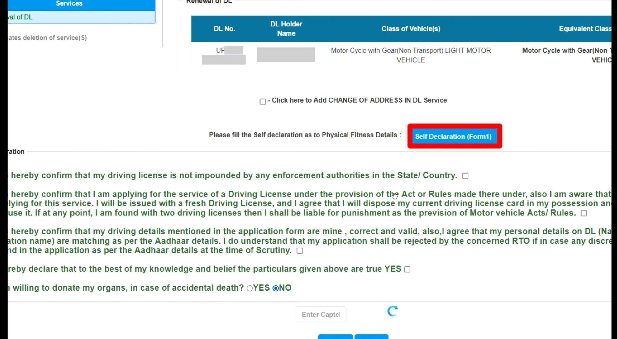 Self Decleration Form